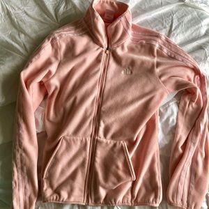 Blush pink Adidas fleece track jacket